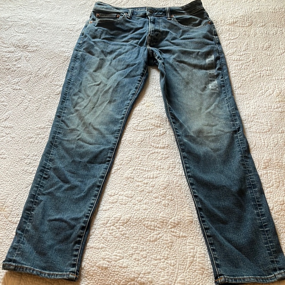 Men’s NEW American Eagle Jeans Slim Straight AirFlex+ Stretch Washed Blue 30X32